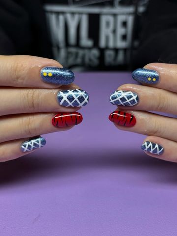 JoJo’s bizarre adventure: Guido Mista inspired: Structured Gel and Character & Anime nails by Evil With Elegance, Miami