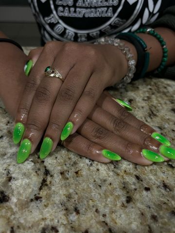 Pochacco: Gel-X and Chrome & Cat-Eye nails by Evil With Elegance, Miami