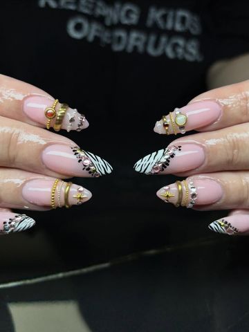 Bad and bougie: Structured Gel and 3D & Charms nails by Evil With Elegance, Miami