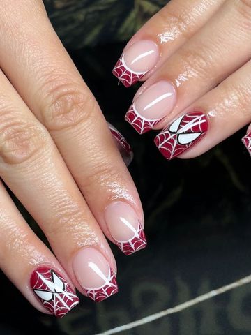 spider senses are tingling… do you need an appt: Structured Gel and Spooky nails by Evil With Elegance, Miami