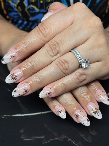 Something a lil less spooky and a little more cutesy for her: Structured Gel and Chrome & Cat-Eye nails by Evil With Elegance, Miami