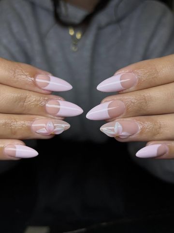 Baby pink spring set: Gel-X and 3D & Charms nails by Evil With Elegance, Miami