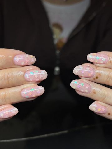 Funfetti nails: Structured Gel and 3D & Charms nails by Evil With Elegance, Miami
