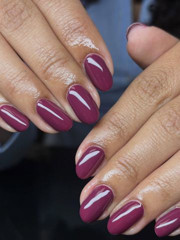 Hello plum: Structured Gel and Short & Natural nails by Evil With Elegance, Miami