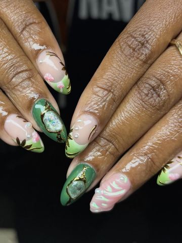 Garden: Structured Gel and Chrome & Cat-Eye nails by Evil With Elegance, Miami