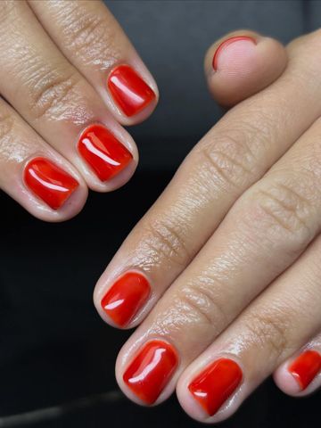 Sunburnt orange: Short & Natural and Seasonal nails by Evil With Elegance, Miami