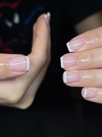 Simple frenchie: Structured Gel and French & Classic nails by Evil With Elegance, Miami