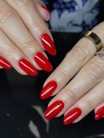 Can’t go wrong with just a simple color: Structured Gel and French & Classic nails by Evil With Elegance, Miami