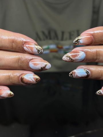 Marble + Chrome: Gel-X and Chrome & Cat-Eye nails by Evil With Elegance, Miami